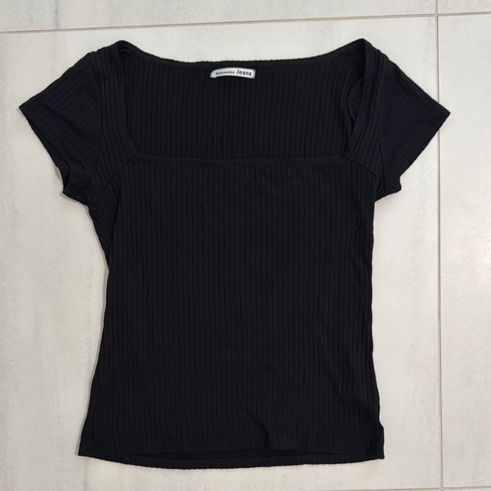 Reformation Bardot top in black Large